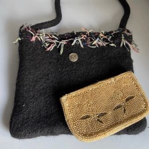 Felted Purse with Beaded Clutch